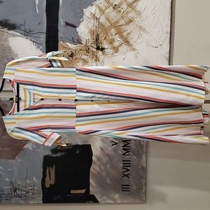 A.N.A Rainbow Striped Multicolor Midi Dress Women Medium